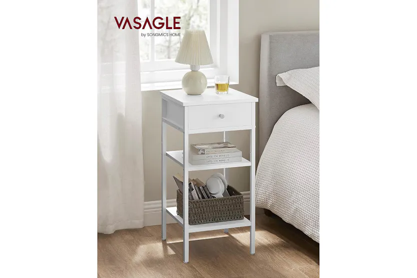 Vasagle Nightstand End Table with a Drawer | White Vasagle Nightstand End Table with a Drawer | White
