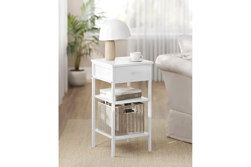 Vasagle Nightstand End Table with a Drawer | White Vasagle Nightstand End Table with a Drawer | White