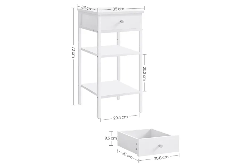 Vasagle Nightstand End Table with a Drawer | White Vasagle Nightstand End Table with a Drawer | White