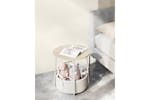 Vasagle Round End Table with Fabric Basket | Cream White Vasagle Round End Table with Fabric Basket | Cream White