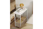 Vasagle Side End Table with Fabric Basket Modern Nightstand | Matte White/Camel Brown Vasagle Side End Table with Fabric Basket Modern Nightstand | Matte White/Camel Brown