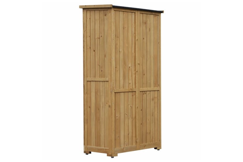 Outsunny Garden Wood Storage Shed with Lockable Door | Natural Wood Outsunny Garden Wood Storage Shed with Lockable Door | Natural Wood