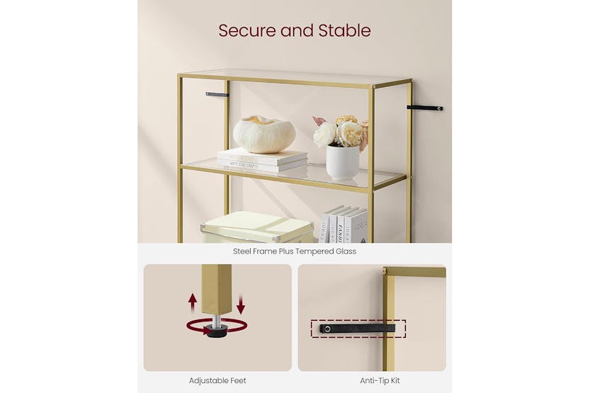 Vasagle Glass Shelf | 6 Shelves | Metallic Gold Vasagle Glass Shelf | 6 Shelves | Metallic Gold