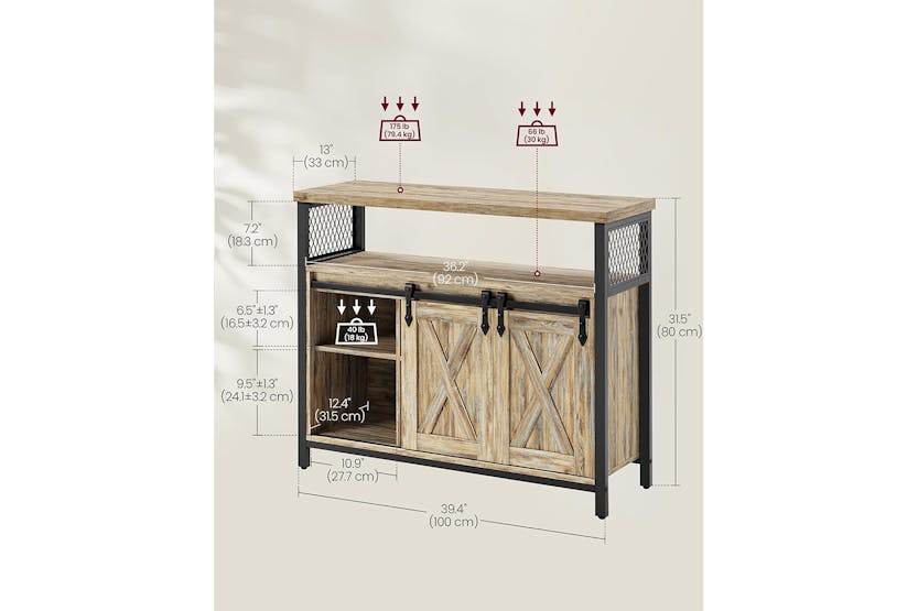 Vasagle Sideboard with 2 Sliding Barn Doors | Turquoise Brown/Ink Black Vasagle Sideboard with 2 Sliding Barn Doors | Turquoise Brown/Ink Black