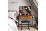Vasagle Vanity Table Mirror and Stool with Tri-Fold Mirror | Rustic Brown/Black Vasagle Vanity Table Mirror and Stool with Tri-Fold Mirror | Rustic Brown/Black