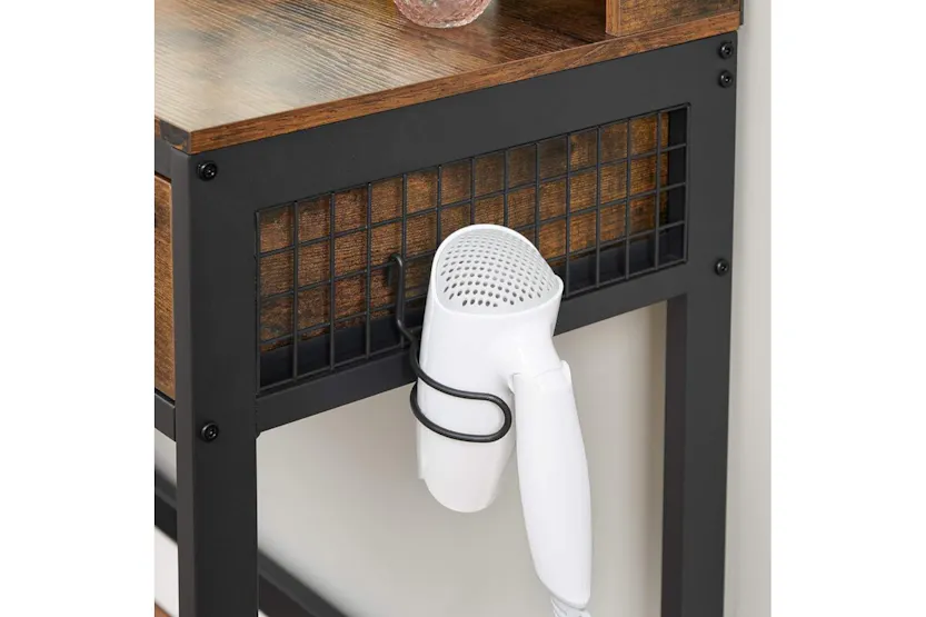 Vasagle Vanity Table Mirror and Stool with Tri-Fold Mirror | Rustic Brown/Black Vasagle Vanity Table Mirror and Stool with Tri-Fold Mirror | Rustic Brown/Black