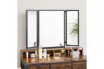 Vasagle Vanity Table Mirror and Stool with Tri-Fold Mirror | Rustic Brown/Black Vasagle Vanity Table Mirror and Stool with Tri-Fold Mirror | Rustic Brown/Black