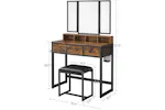 Vasagle Vanity Table Mirror and Stool with Tri-Fold Mirror | Rustic Brown/Black Vasagle Vanity Table Mirror and Stool with Tri-Fold Mirror | Rustic Brown/Black