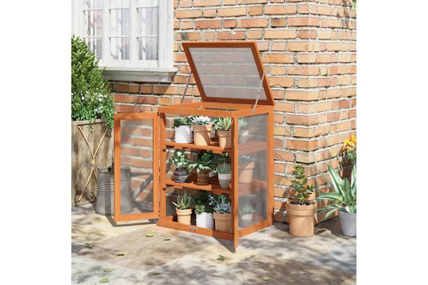 Outsunny 3-Tier Outdoor Garden Wooden Greenhouse | Natural Wood Outsunny 3-Tier Outdoor Garden Wooden Greenhouse | Natural Wood