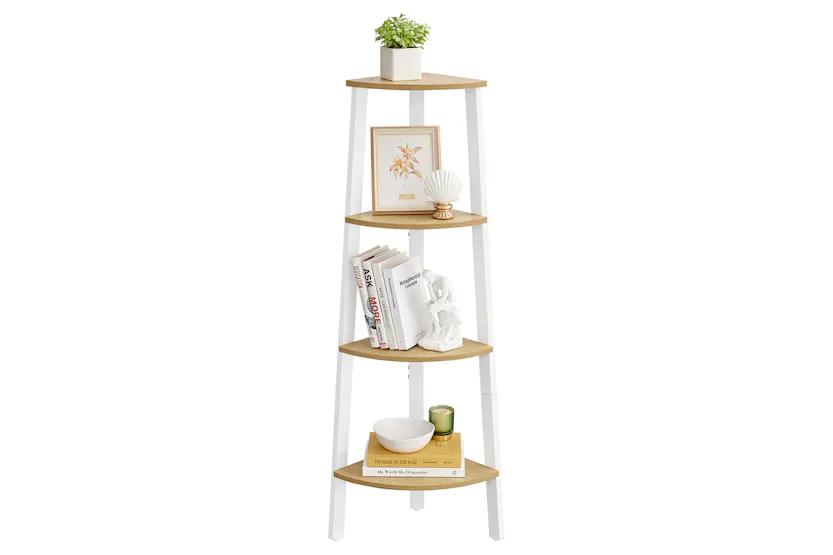 Vasagle Corner Ladder Shelves | 4 Shelves | Natural/White Vasagle Corner Ladder Shelves | 4 Shelves | Natural/White