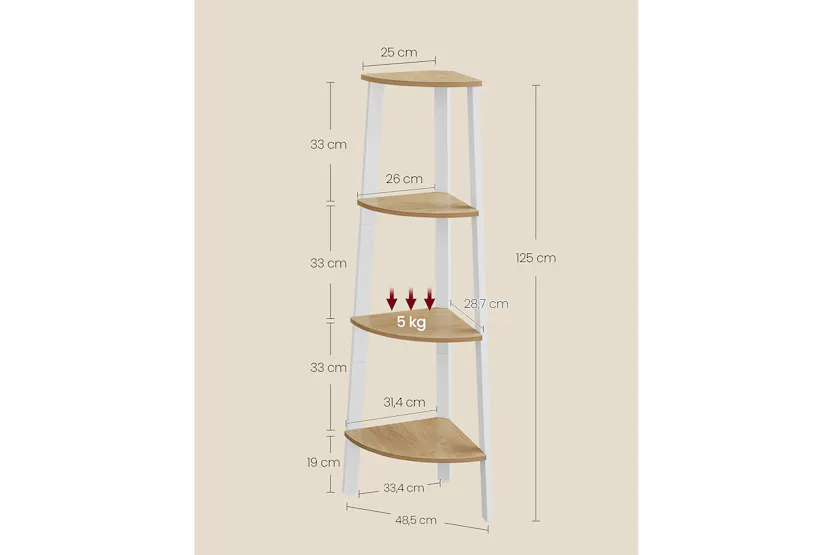 Vasagle Corner Ladder Shelves | 4 Shelves | Natural/White Vasagle Corner Ladder Shelves | 4 Shelves | Natural/White
