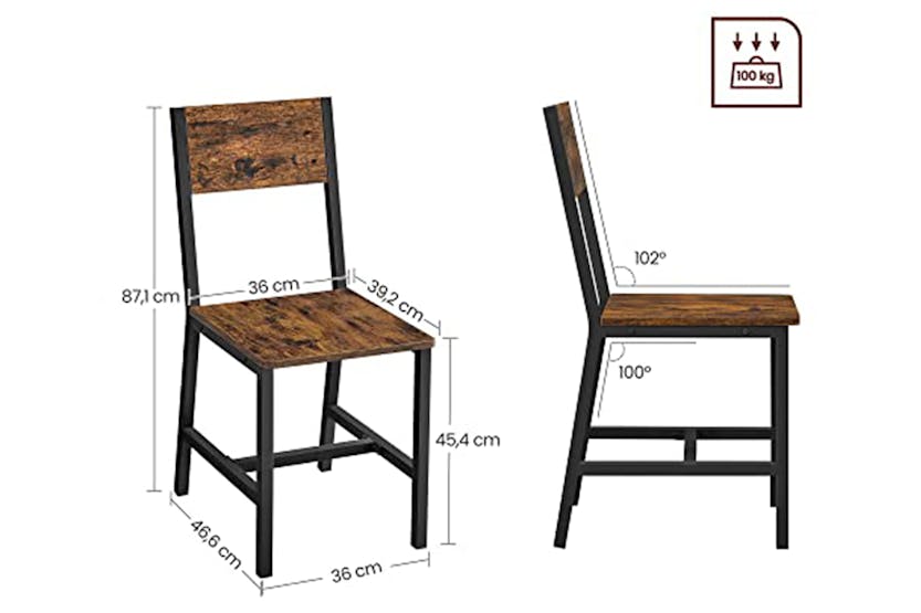 Vasagle Dining Chairs | Vintage Brown/Black | Set of 2 Vasagle Dining Chairs | Vintage Brown/Black | Set of 2