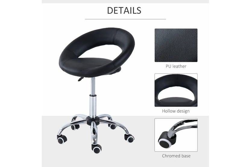 Homcom Beauty Stool with Adjustable Height | Black Homcom Beauty Stool with Adjustable Height | Black