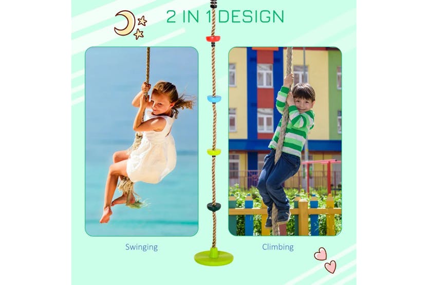 Homcom Kid Climbing Rope Disc Swings Seat Set with Platforms Outdoor Toys | Multicolour Homcom Kid Climbing Rope Disc Swings Seat Set with Platforms Outdoor Toys | Multicolour