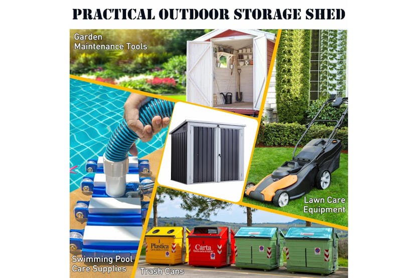 Outsunny Lift-Top Bin Shed with Lockable Double Door | Black Outsunny Lift-Top Bin Shed with Lockable Double Door | Black