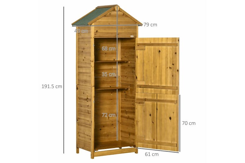 Outsunny Wooden Garden Storage Cabinet with 3 Shelves and 2 Door | Natural Wood Outsunny Wooden Garden Storage Cabinet with 3 Shelves and 2 Door | Natural Wood