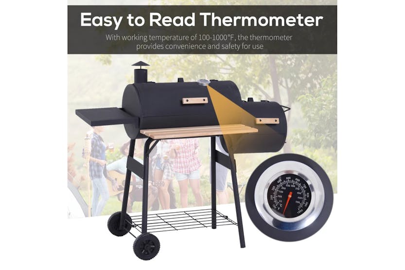 Outsunny Portable Cold-Rolled Steel Charcoal BBQ Grill | Black Outsunny Portable Cold-Rolled Steel Charcoal BBQ Grill | Black