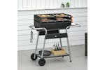 Outsunny Charcoal BBQ Double Grill Trolley with Side Table | Black Outsunny Charcoal BBQ Double Grill Trolley with Side Table | Black