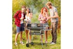 Outsunny Charcoal BBQ Double Grill Trolley with Side Table | Black Outsunny Charcoal BBQ Double Grill Trolley with Side Table | Black