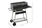 Outsunny Charcoal BBQ Double Grill Trolley with Side Table | Black Outsunny Charcoal BBQ Double Grill Trolley with Side Table | Black