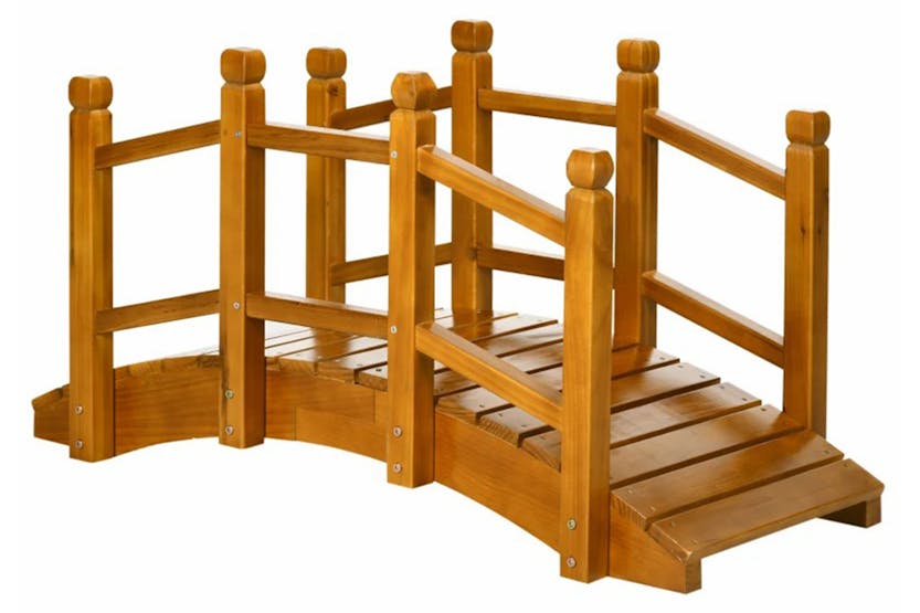 Outsunny Wooden Garden Bridge with Safety Railings | Brown Outsunny Wooden Garden Bridge with Safety Railings | Brown