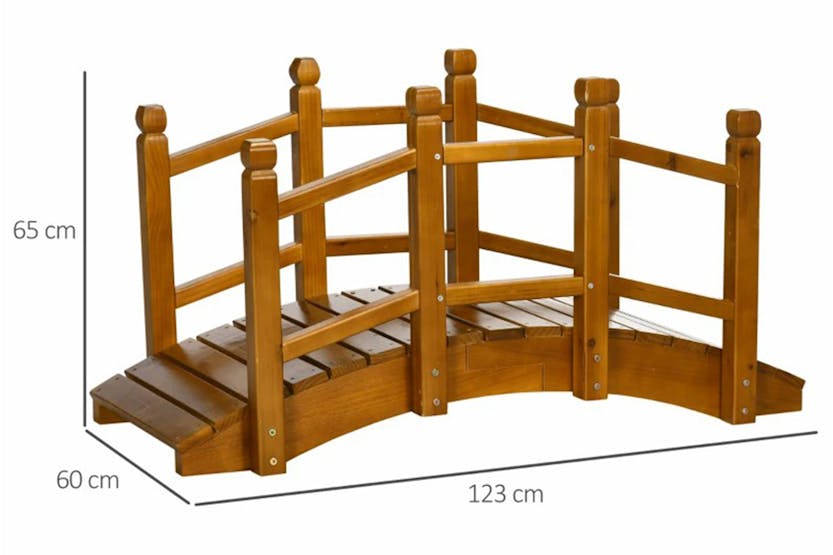 Outsunny Wooden Garden Bridge with Safety Railings | Brown Outsunny Wooden Garden Bridge with Safety Railings | Brown