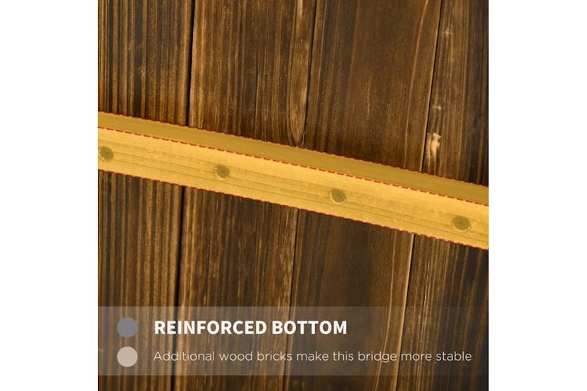 Outsunny Wooden Garden Bridge with Safety Railings | Carbonized Outsunny Wooden Garden Bridge with Safety Railings | Carbonized