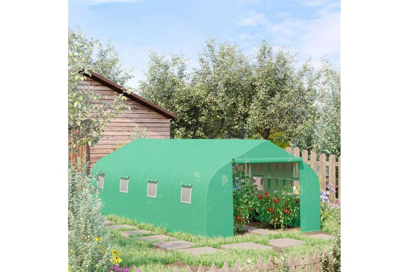 Outsunny Walk in Polytunnel Greenhouse | Green Outsunny Walk in Polytunnel Greenhouse | Green