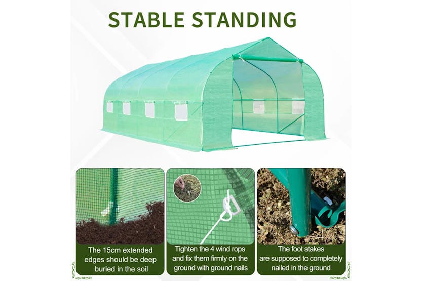 Outsunny Walk in Polytunnel Greenhouse | Green Outsunny Walk in Polytunnel Greenhouse | Green