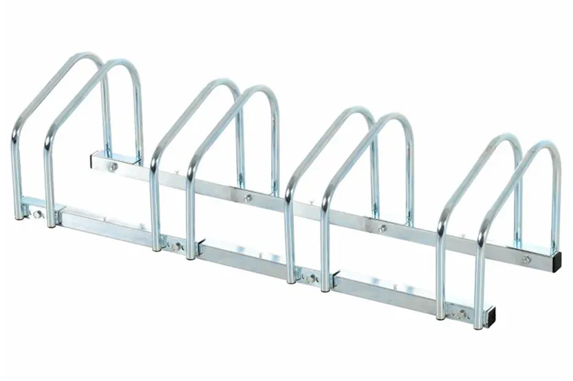 Homcom 4-Bike Floor Stand and Outdoor Bike Rack | Silver Homcom 4-Bike Floor Stand and Outdoor Bike Rack | Silver
