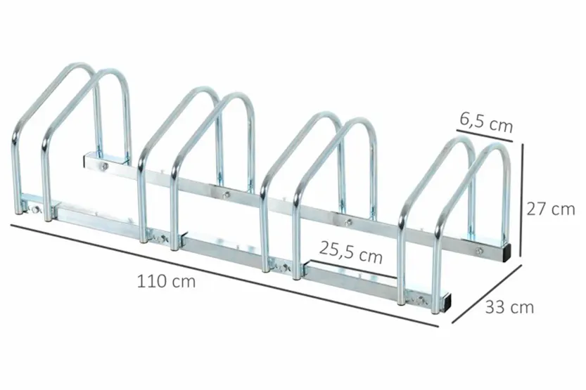Homcom 4-Bike Floor Stand and Outdoor Bike Rack | Silver Homcom 4-Bike Floor Stand and Outdoor Bike Rack | Silver