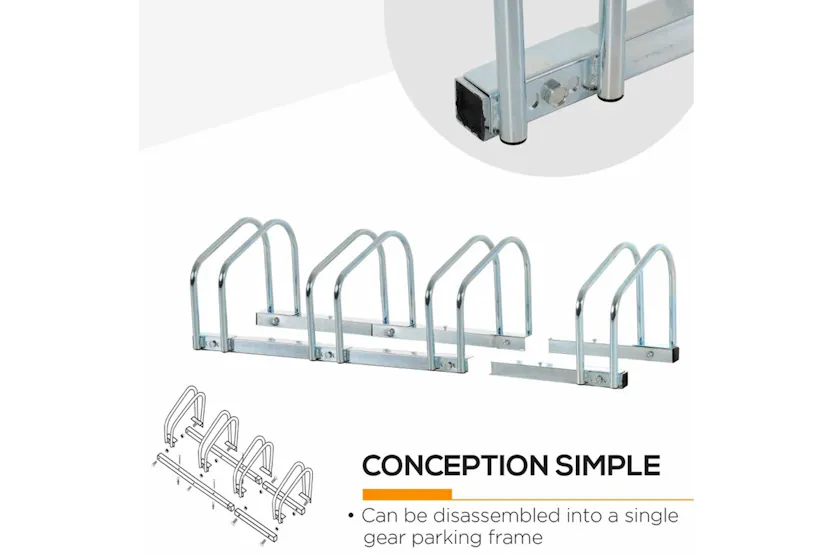 Homcom 4-Bike Floor Stand and Outdoor Bike Rack | Silver Homcom 4-Bike Floor Stand and Outdoor Bike Rack | Silver