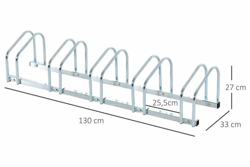 Homcom Bike Floor Stand and Outdoor Bike Rack | Silver Homcom Bike Floor Stand and Outdoor Bike Rack | Silver