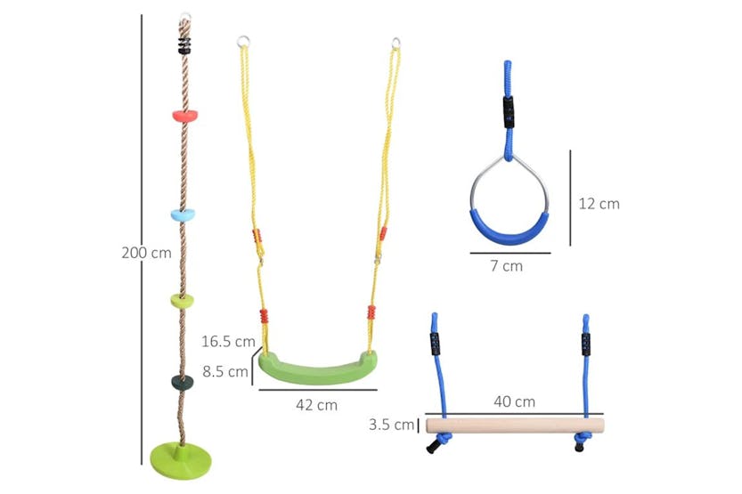 Outsunny Ninja Warrior Obstacle Course for Kids Slackline Kit with Training Equipment | 46ft | Multicolour Outsunny Ninja Warrior Obstacle Course for Kids Slackline Kit with Training Equipment | 46ft | Multicolour