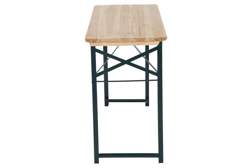 Outsunny Fold-Out Table & Benches with Backrest Wooden Bistro Set | Natural Wood | 3 pieces Outsunny Fold-Out Table & Benches with Backrest Wooden Bistro Set | Natural Wood | 3 pieces