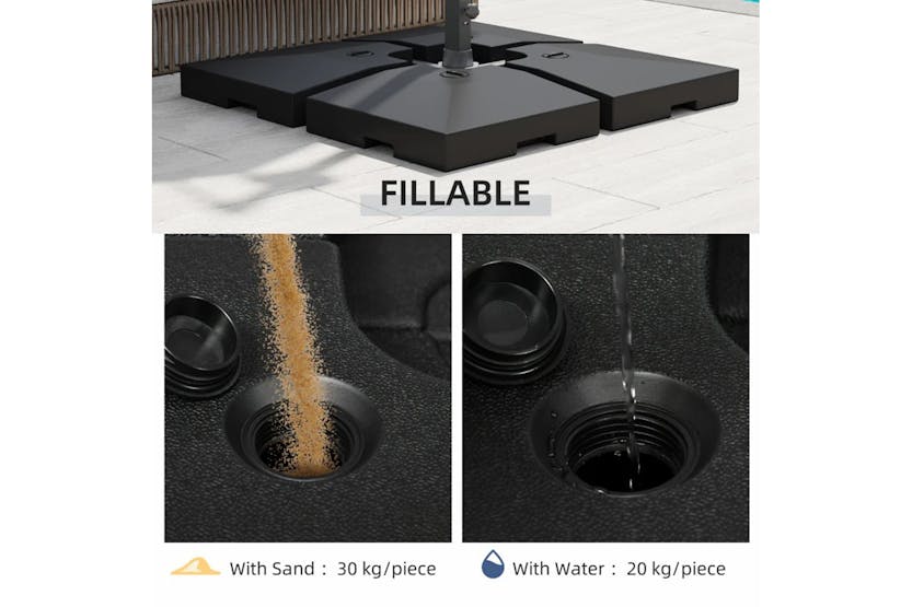 Outsunny Square Umbrella Stand | Black Outsunny Square Umbrella Stand | Black