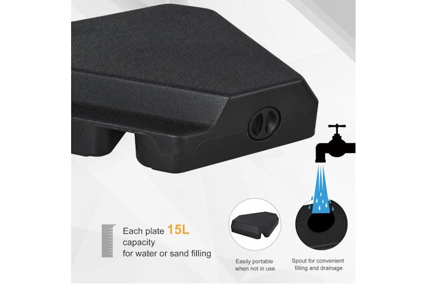 Outsunny HDPE 4 Part Umbrella Base Set | Black Outsunny HDPE 4 Part Umbrella Base Set | Black