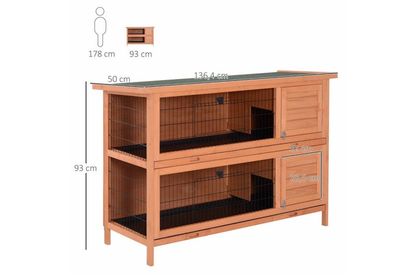 PawHut Outdoor Double Decker Rabbit Hutch with No Leak Trays | Orange PawHut Outdoor Double Decker Rabbit Hutch with No Leak Trays | Orange