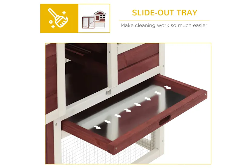 PawHut Wooden Rabbit Hutch with Waterproof Asphalt Roof | Brown/White PawHut Wooden Rabbit Hutch with Waterproof Asphalt Roof | Brown/White