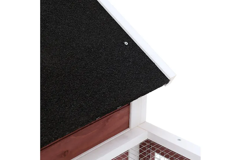 PawHut Wooden Rabbit Hutch with Waterproof Asphalt Roof | Brown/White PawHut Wooden Rabbit Hutch with Waterproof Asphalt Roof | Brown/White