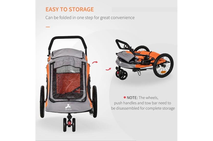 PawHut 2-in-1 Dog Bike Trailer Pet Carrier Stroller | Multicolour PawHut 2-in-1 Dog Bike Trailer Pet Carrier Stroller | Multicolour