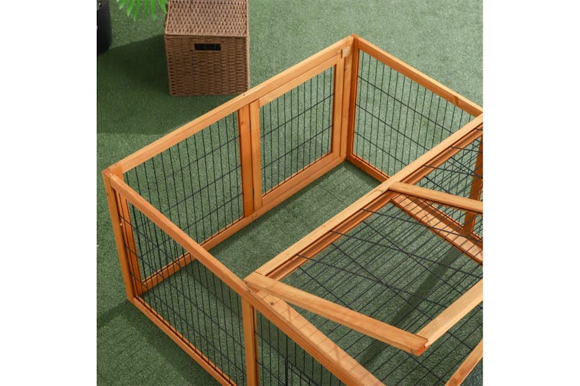 PawHut Wooden Rabbit Hutch | Golden Red PawHut Wooden Rabbit Hutch | Golden Red
