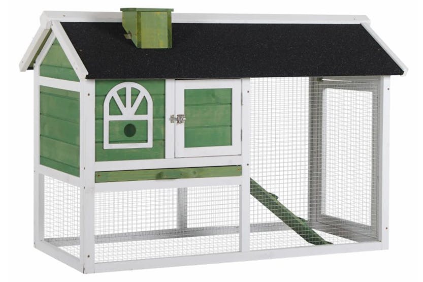 PawHut Wooden Rabbit Hutch | Green/White PawHut Wooden Rabbit Hutch | Green/White