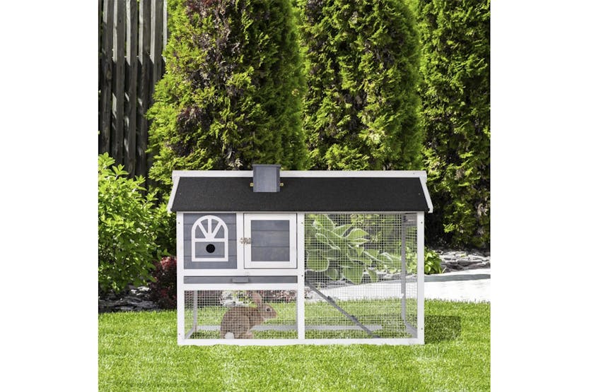 PawHut Outdoor Rabbit Hutch | Grey/White PawHut Outdoor Rabbit Hutch | Grey/White