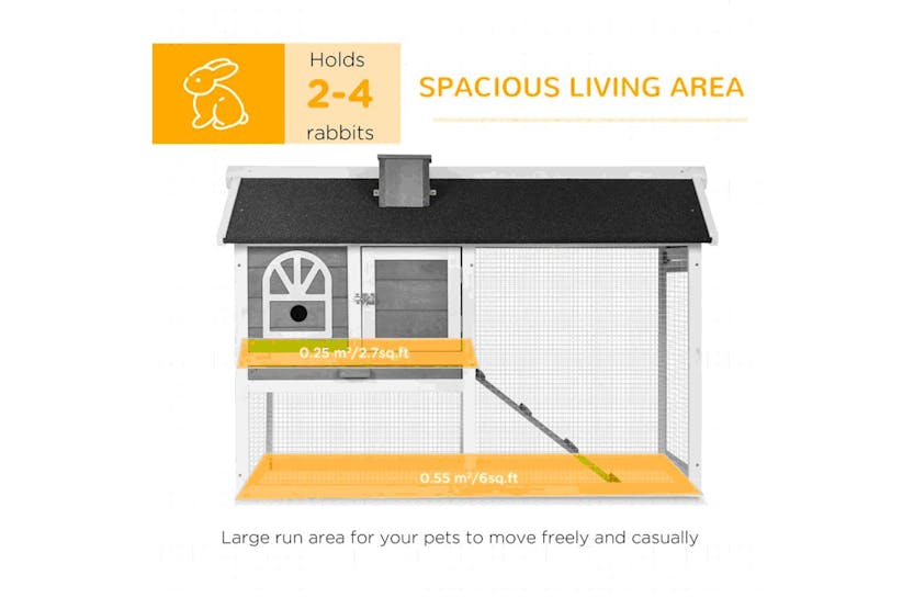 PawHut Outdoor Rabbit Hutch | Grey/White PawHut Outdoor Rabbit Hutch | Grey/White