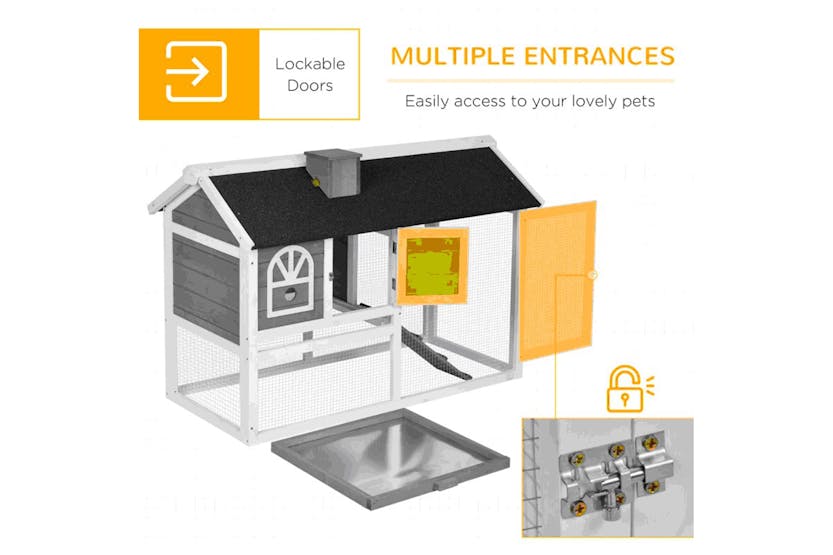 PawHut Outdoor Rabbit Hutch | Grey/White PawHut Outdoor Rabbit Hutch | Grey/White