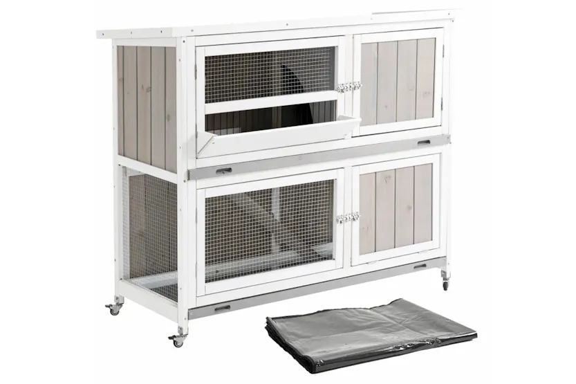 PawHut Two-Tier Rabbit Hutch | Multicolour PawHut Two-Tier Rabbit Hutch | Multicolour