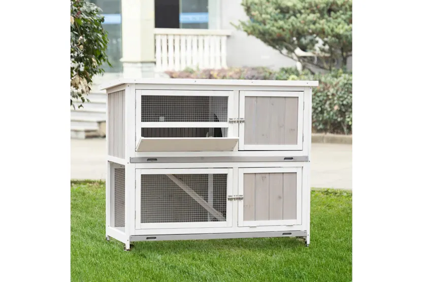 PawHut Two-Tier Rabbit Hutch | Multicolour PawHut Two-Tier Rabbit Hutch | Multicolour