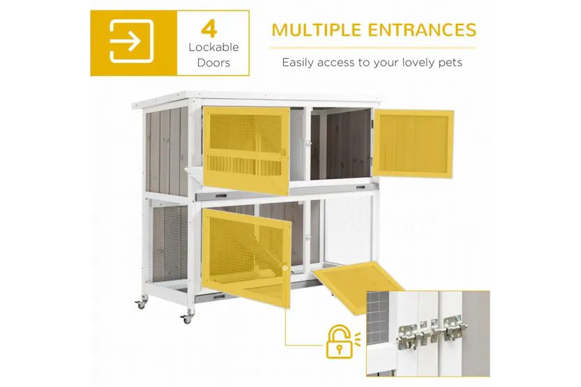 PawHut Two-Tier Rabbit Hutch | Multicolour PawHut Two-Tier Rabbit Hutch | Multicolour