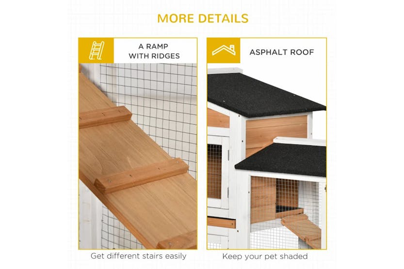 PawHut Two-Tier Rabbit Hutch with Wheels | Multicolour PawHut Two-Tier Rabbit Hutch with Wheels | Multicolour